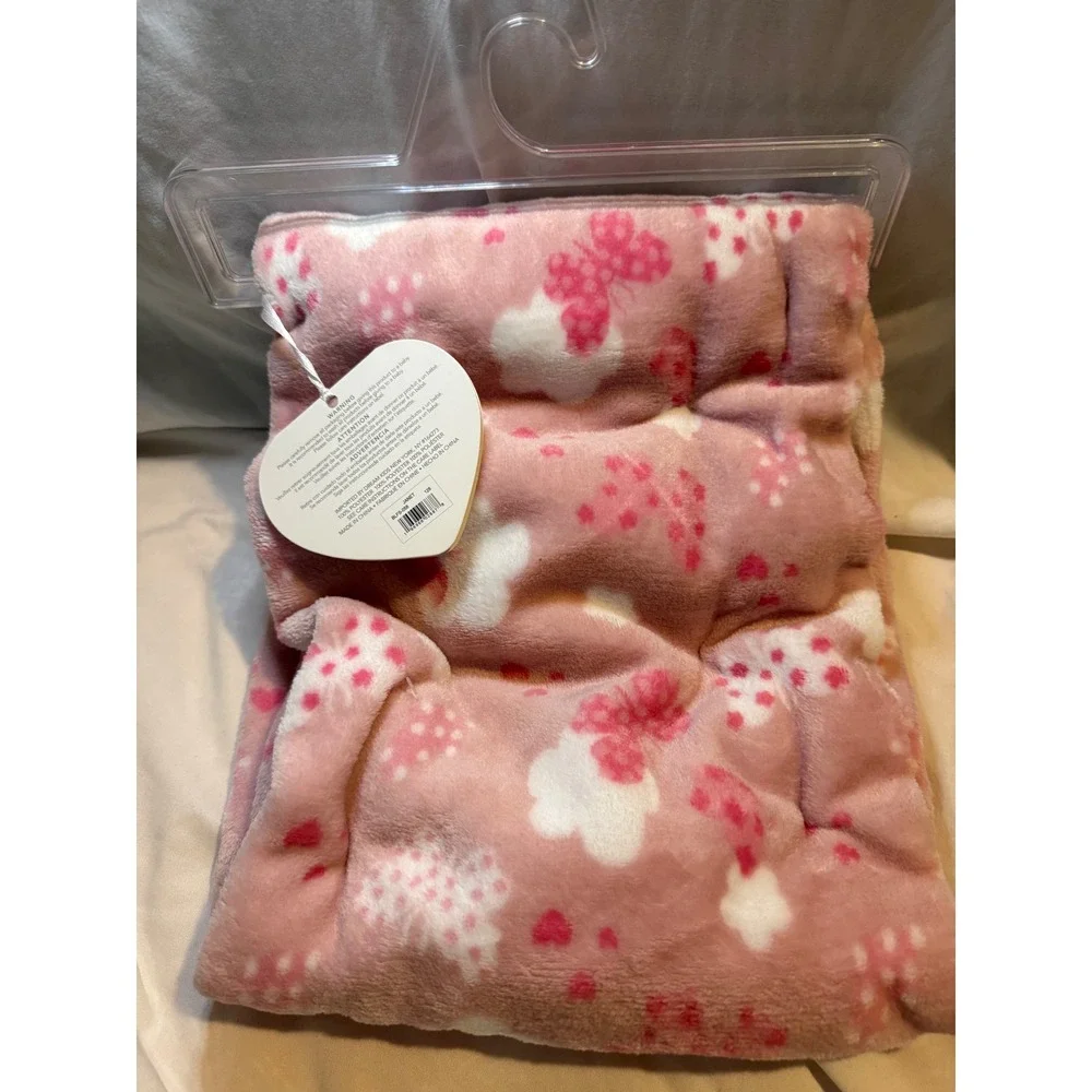 Dream Kids Pink Butterfly Plush Baby Blanket Soft Fleece 30x40 BLFS-058 NEW